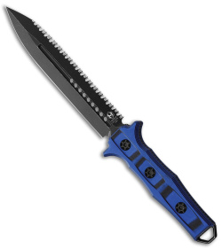 Heretic Knives Nephilim Fixed Blade Knife Blue/Black G-10 (6.5" D/E Serr ELMAX)