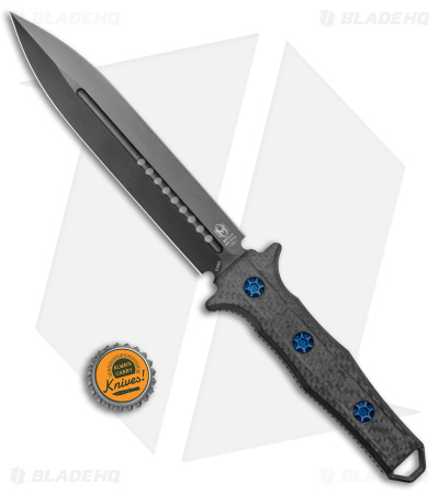 Heretic Knives Nephilim Fixed Blade Knife CF/Blue Ti (6.5" Black)