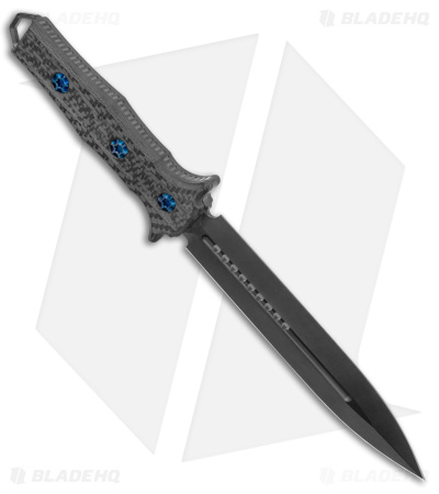 Heretic Knives Nephilim Fixed Blade Knife CF/Blue Ti (6.5" Black)