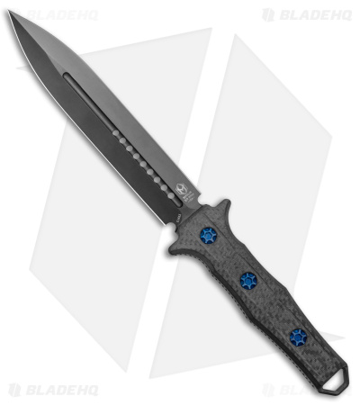 Heretic Knives Nephilim Fixed Blade Knife CF/Blue Ti (6.5" Black)