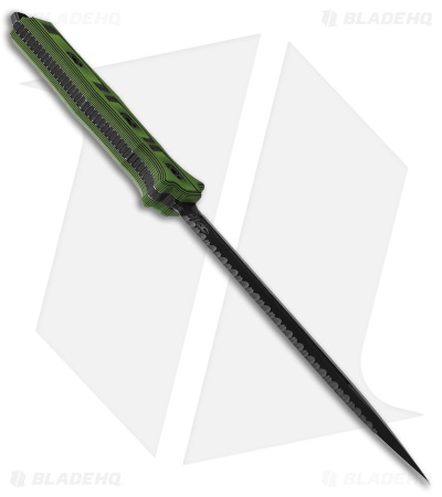Heretic Knives Nephilim Fixed Blade Knife Green/Black G-10 (6.5" D/E Serr ELMAX)