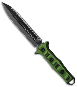 Heretic Knives Nephilim Fixed Blade Knife Green/Black G-10 (6.5" D/E Serr ELMAX)