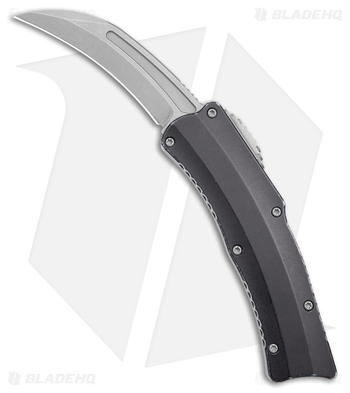 Heretic Knives ROC D/A OTF Automatic Knife Black Battleworn Aluminum (3" SW)