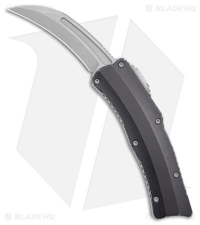 Heretic Knives ROC D/A OTF Automatic Knife Black Battleworn Aluminum (3" SW) 