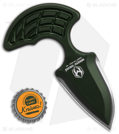 Heretic Knives Sleight Modular Push Dagger Knife Green Aluminum (3" Stonewash)