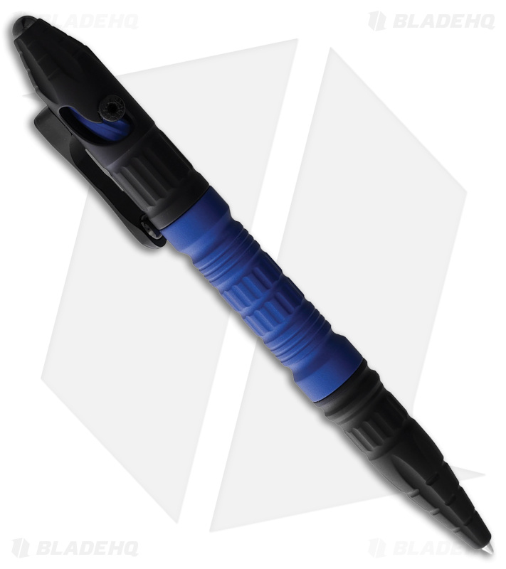 Heretic Knives Thoth Tactical Pen Black Aluminum - Blue