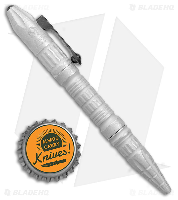 Heretic Knives Thoth Tactical Pen Blizzardworn Aluminum - Silver Winter Edition