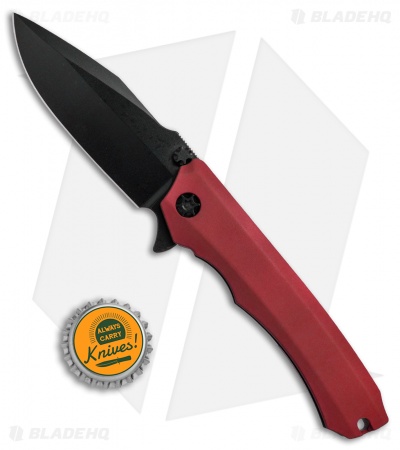 Heretic Knives Wraith Flipper Knife Red Aluminum (3.625" Black)