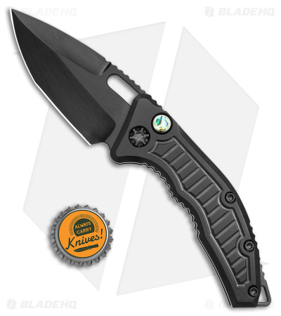 Heretic Medusa Custom Stealth Auto Knife Polish Tanto Abalone Inlay (3" Black)