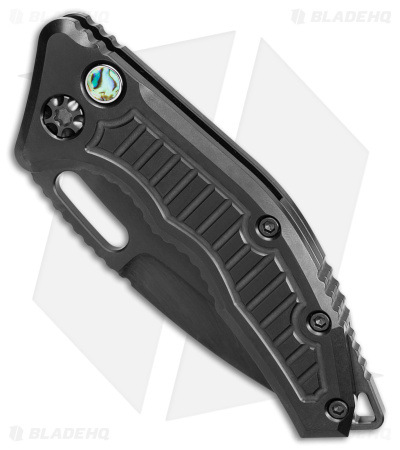 Heretic Medusa Custom Stealth Auto Knife Polish Tanto Abalone Inlay (3" Black)