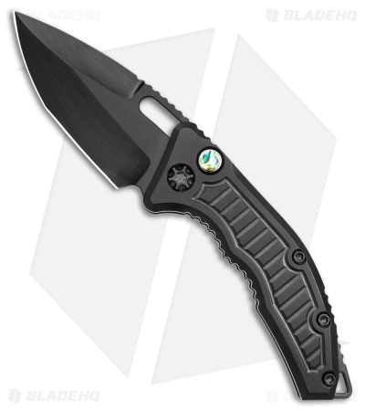 Heretic Medusa Custom Stealth Auto Knife Polish Tanto Abalone Inlay (3" Black)