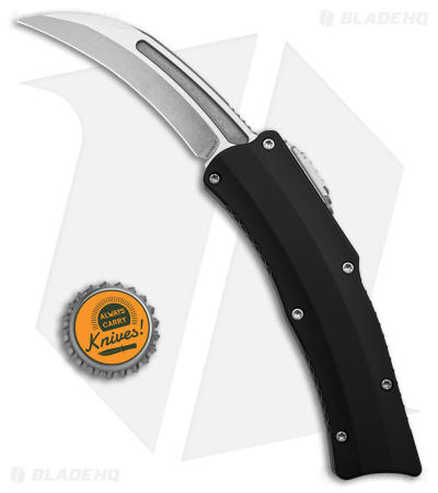 Heretic Knives ROC D/A OTF Automatic Knife Black Aluminum(3" Stonewash) 