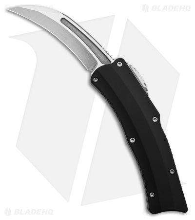 Heretic Knives ROC D/A OTF Automatic Knife Black Aluminum(3" Stonewash) 