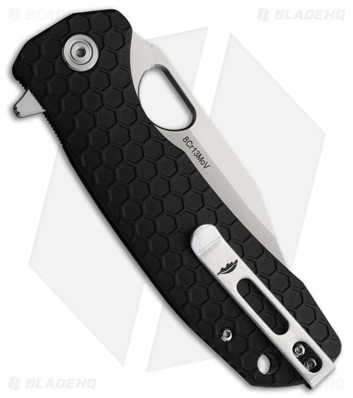 Honey Badger Knives Large Flipper Clip Point Black FRN (3.625" Satin)