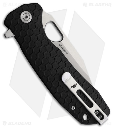Honey Badger Knives Large Flipper Clip Point Black FRN (3.625" Satin)