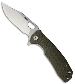 Honey Badger Knives Large Flipper Clip Point Green FRN (3.625" Satin)