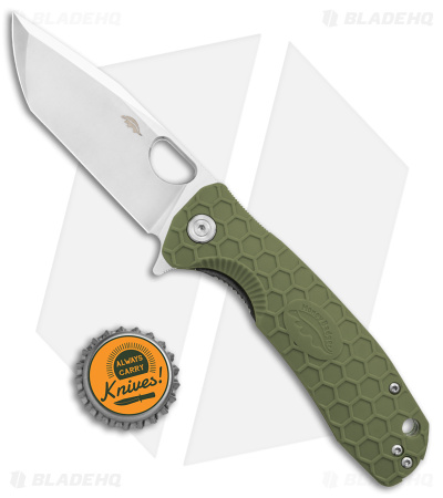 Honey Badger Knives Large Flipper Tanto Green FRN (4" Satin)
