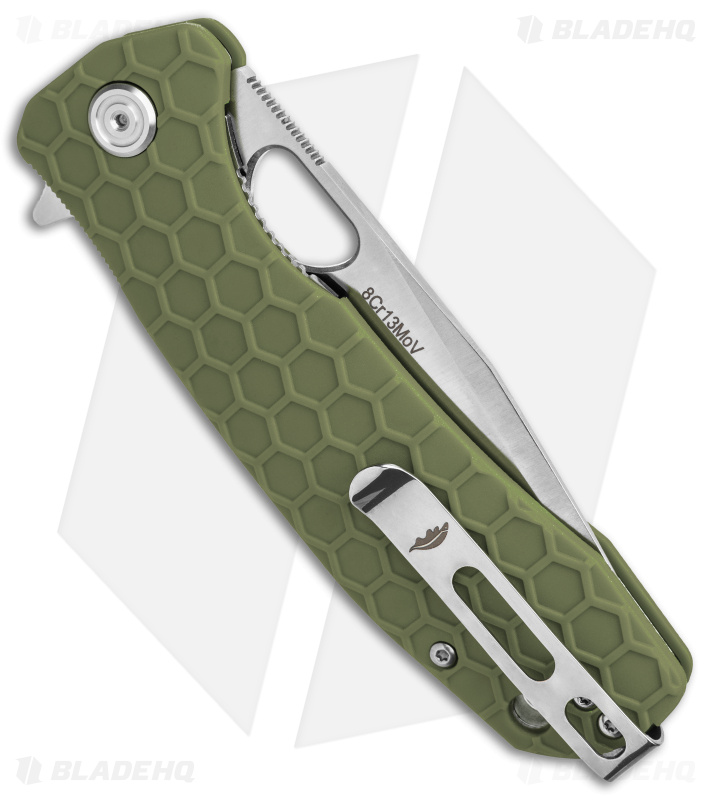 Honey Badger Knives Large Flipper Tanto Green FRN (4" Satin)