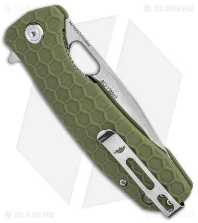 Honey Badger Knives Large Flipper Tanto Green FRN (4" Satin)