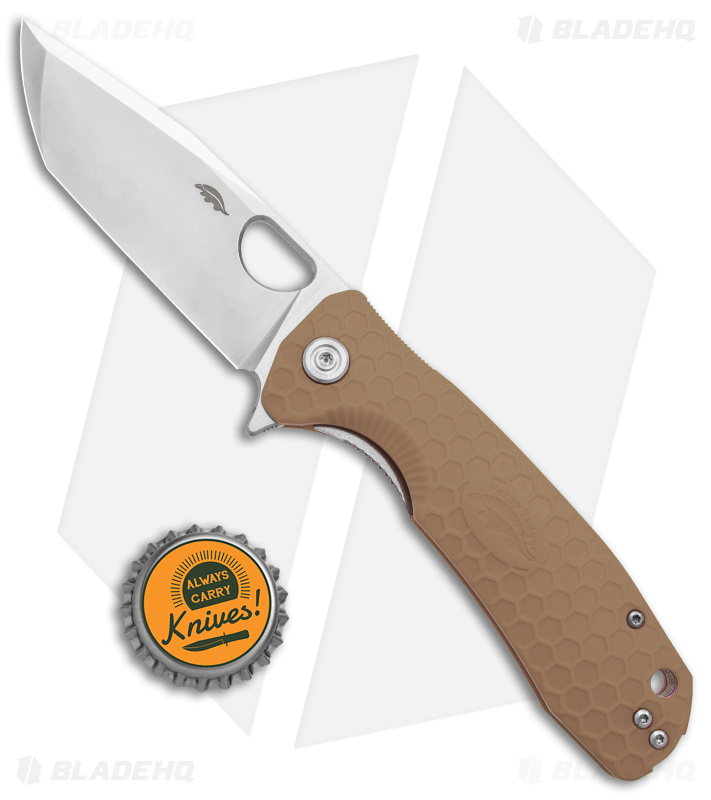 Honey Badger Knives Large Flipper Tanto Tan FRN (4" Satin)