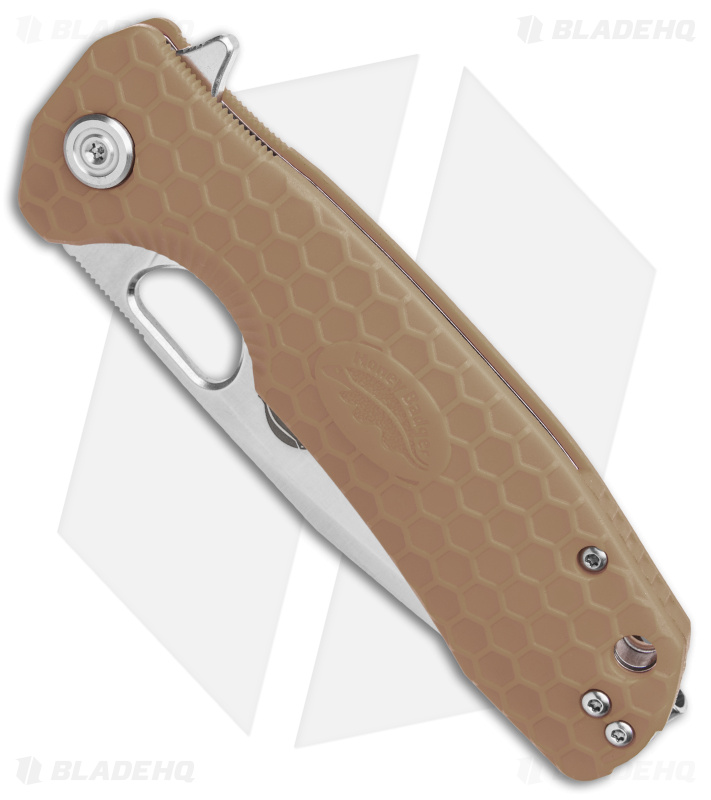 Honey Badger Knives Large Flipper Tanto Tan FRN (4" Satin)