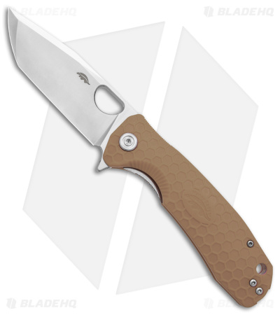 Honey Badger Knives Large Flipper Tanto Tan FRN (4" Satin)