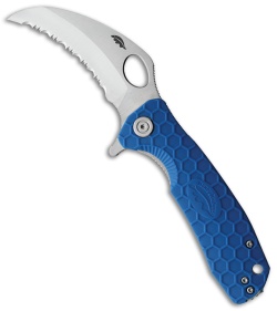 Honey Badger Knives Medium Claw Blue FRN (3" Satin Serrated D2)