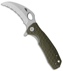 Honey Badger Knives Medium Claw Green FRN (3" Satin Serrated)