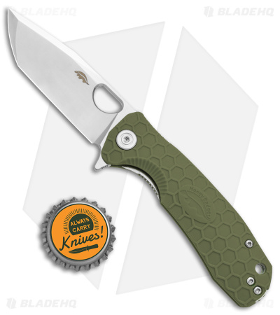 Honey Badger Knives Medium Flipper Tanto Green FRN (3.5" Satin)