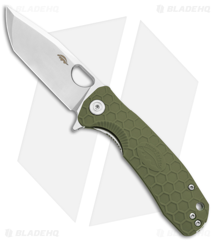 Honey Badger Knives Medium Flipper Tanto Green FRN (3.5" Satin)