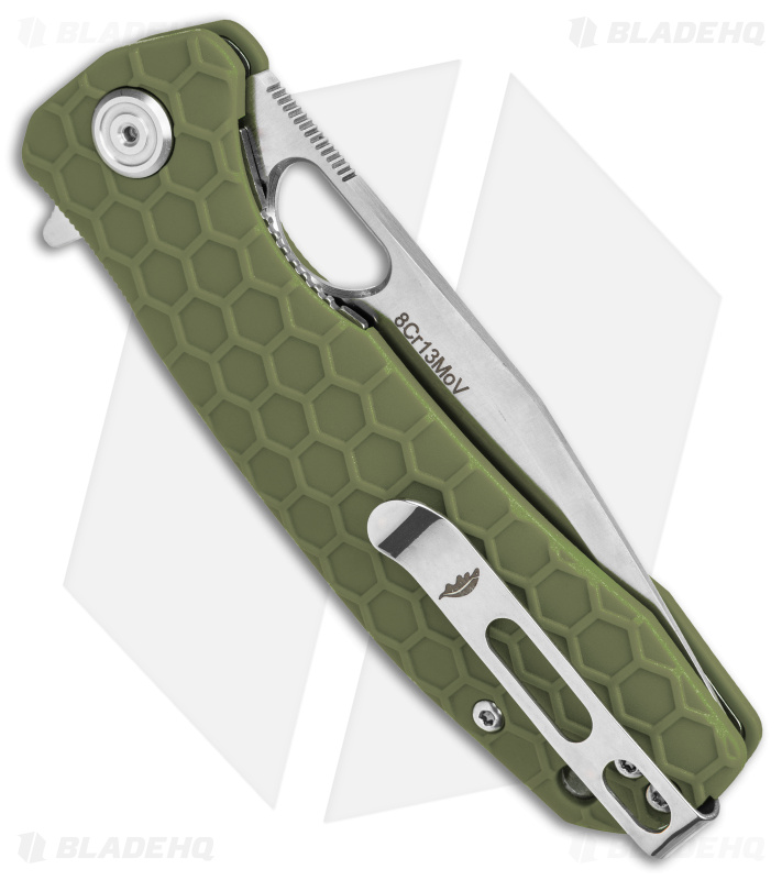 Honey Badger Knives Medium Flipper Tanto Green FRN (3.5" Satin)