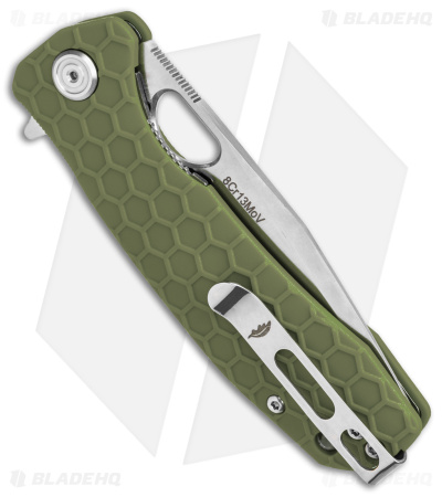 Honey Badger Knives Medium Flipper Tanto Green FRN (3.5" Satin)