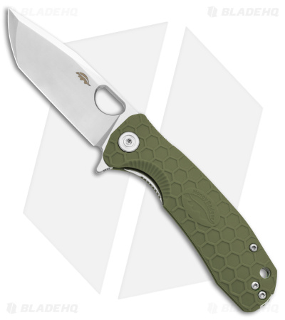 Honey Badger Knives Medium Flipper Tanto Green FRN (3.5" Satin)