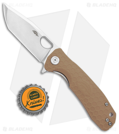 Honey Badger Knives Medium Flipper Tanto Tan FRN (3.5" Satin)