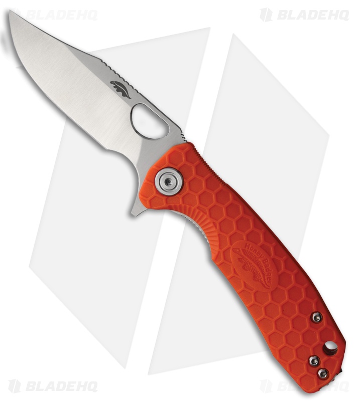 Honey Badger Knives Small Flipper D2 Clip Point Orange FRN (3" Satin)