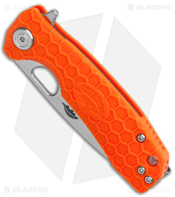 Honey Badger Knives Small Flipper Drop Point Orange FRN (2.8" Satin)