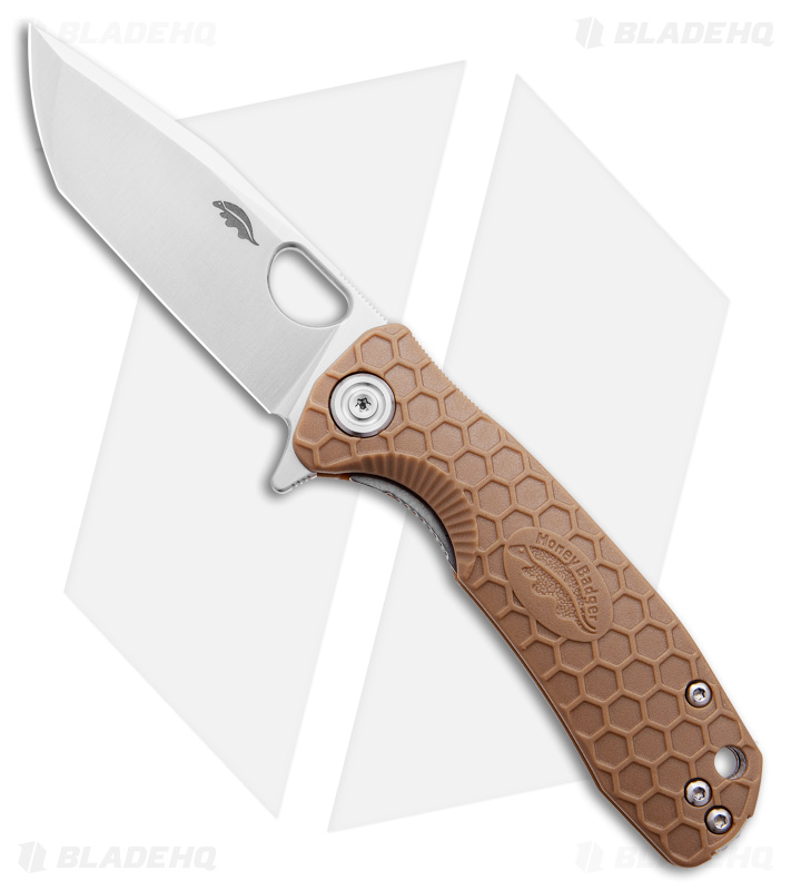 Honey Badger Knives Small Flipper Tanto Knife Tan (3" Satin)