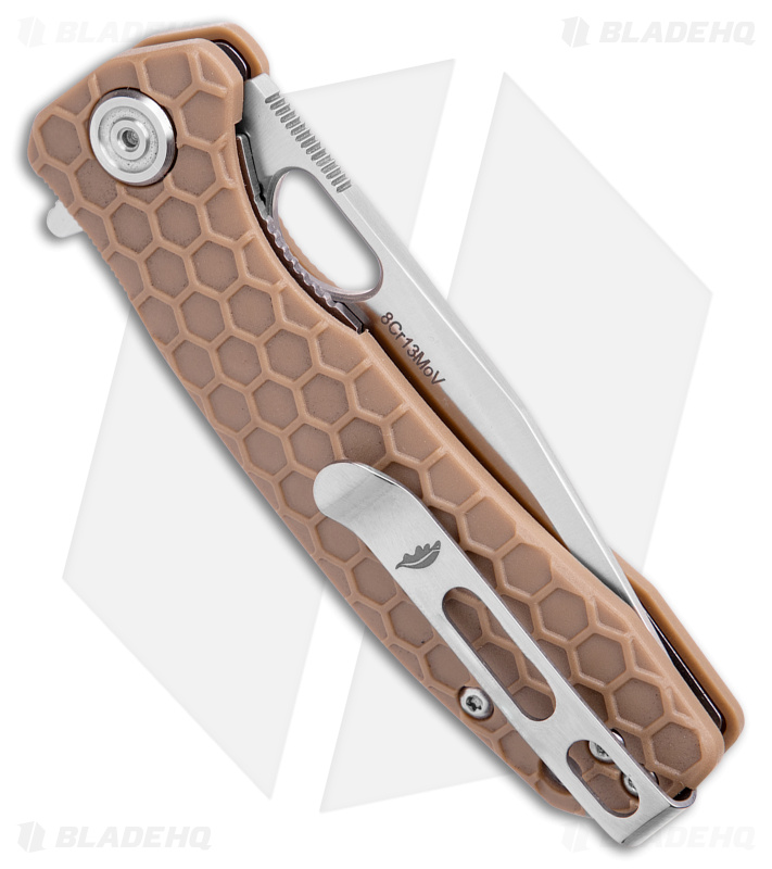 Honey Badger Knives Small Flipper Tanto Knife Tan (3" Satin)