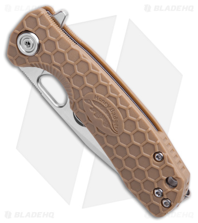 Honey Badger Knives Small Flipper Tanto Knife Tan (3" Satin)