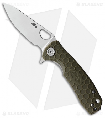 Honey Badger Knives Small Leaf Flipper Green FRN (2.8" Satin) 
