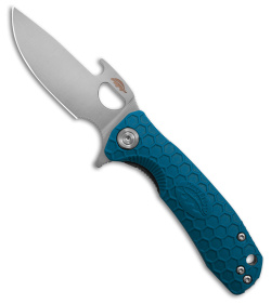 Honey Badger Knives Small Wave and Flipper Opener Knife Blue FRN (2.9" Satin) 