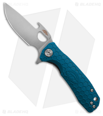 Honey Badger Knives Small Wave and Flipper Opener Knife Blue FRN (2.9" Satin) 