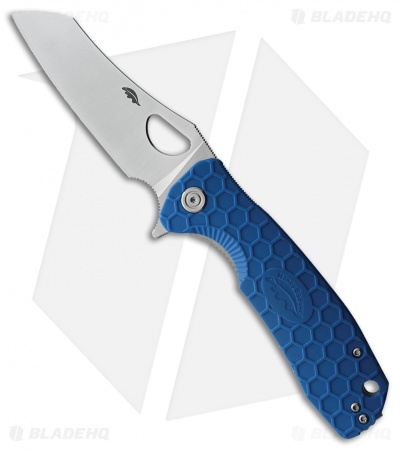 Honey Badger Knives Large Flipper Wharncleaver Liner Lock Knife Blue (3.6"Satin)