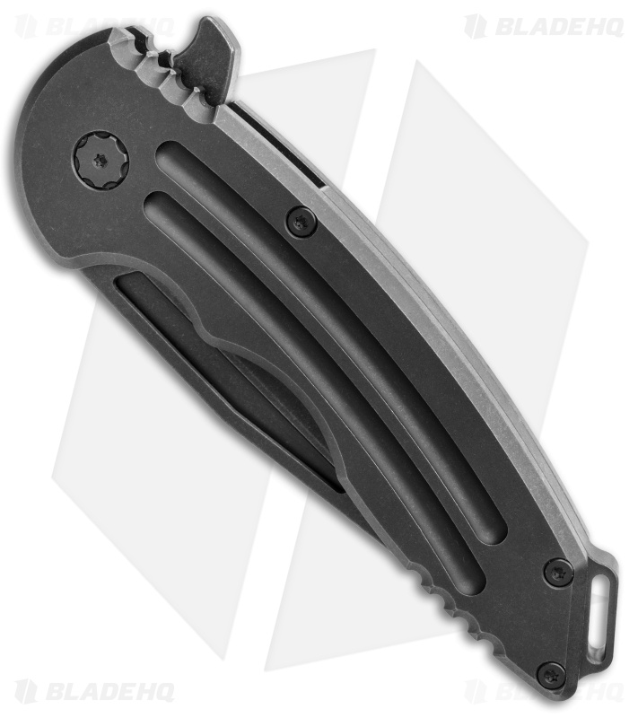 Jake Hoback Knives Husky Frame Lock Knife Black Titanium (3.75" Black SW) 