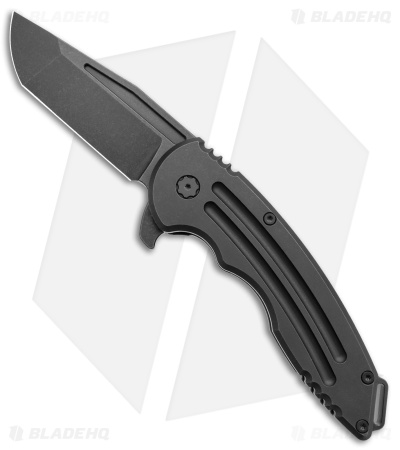 Jake Hoback Knives Husky Frame Lock Knife Black Titanium (3.75" Black SW) 