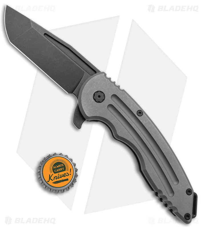 Jake Hoback Knives Husky Frame Lock Knife Titanium (3.75" Black SW) 