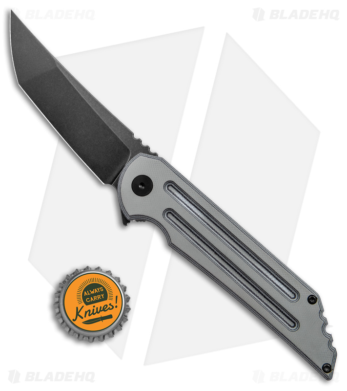 Jake Hoback Knives Kwaiback MK6 Frame Lock Knife Gray G-10 (3.75" DLC Black SW)