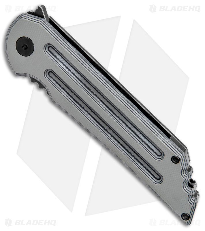 Jake Hoback Knives Kwaiback MK6 Frame Lock Knife Gray G-10 (3.75" DLC Black SW)