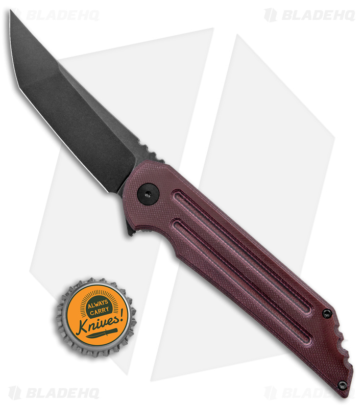 Jake Hoback Knives Kwaiback MK6 Frame Lock Knife Red G-10 (3.75" DLC Black SW)