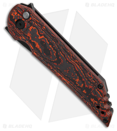 Jake Hoback Kwaiback Button Lock Knife Orange Mars Valley Fat Carbon (3.75" DLC)